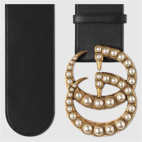 Gucci wide belt with pearls